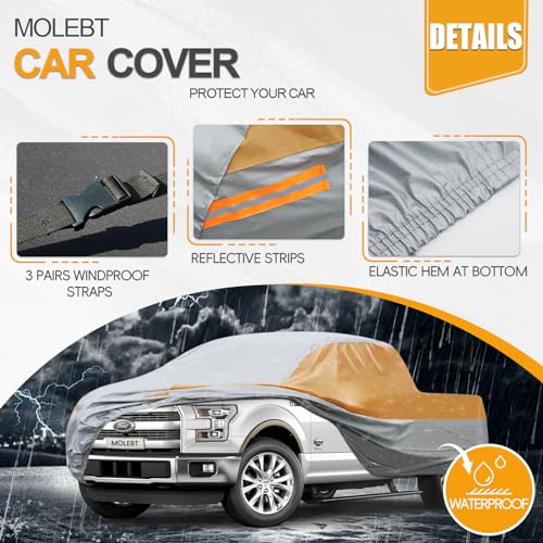 Image of Multilayers Truck Cover Waterproof All Weather, Heavy Duty Outdoor Pickup Car Cover, Rain Snow Sun Uv Protection, Fit Ford F150, Chevy Silverado, Dodge Ram 1500 etc, XXL-250 x 79 x 71 inch