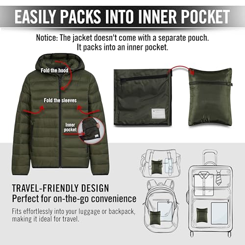 Image of Spyder Boys Puffer Jacket - Lightweight Packable Wind Water Resistant Quilted Boys Winter Coat - Cozy Insulated Winter Jacket