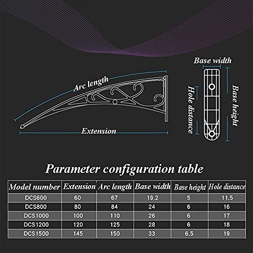 Roofing Porch Cover Front Porch Awning Uv Rain And Snow Protection Polycarbonate Patio Cover Shelter Door Window Awning Canopy(Color:clear;Size:80X300Cm) #TOP5