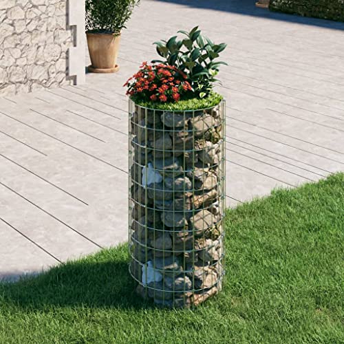 HOMIUSE Palo Gabbione Circolare in Acciaio Zincato Ø50x100 cm Cesto Gabbione Parete Gabbione Rete Gabbione Giardino Gabbioni Metallici Per Pietre Gabbioni Metallici Gabbione In Rete Gabbione Parete