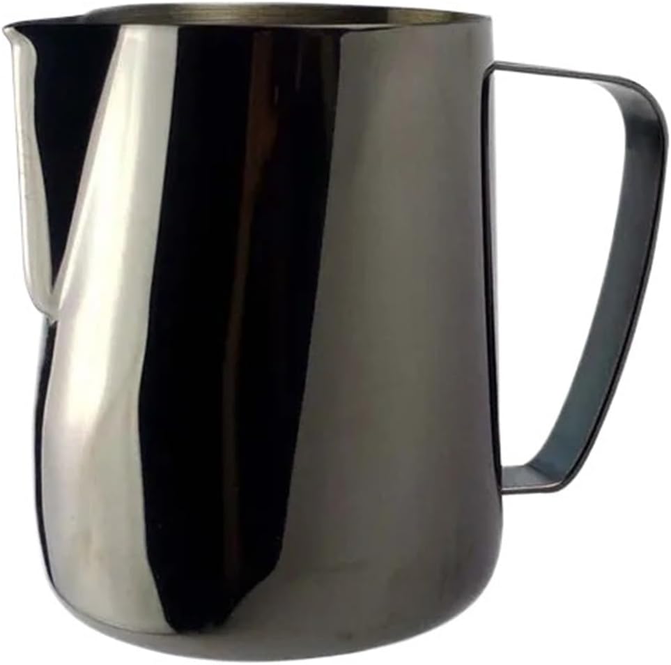 600ML Stainless Steel Latte Coffee Milk Jug Cup Frothing Pitcher Pull Flower Frother Foaming Tool(Black)