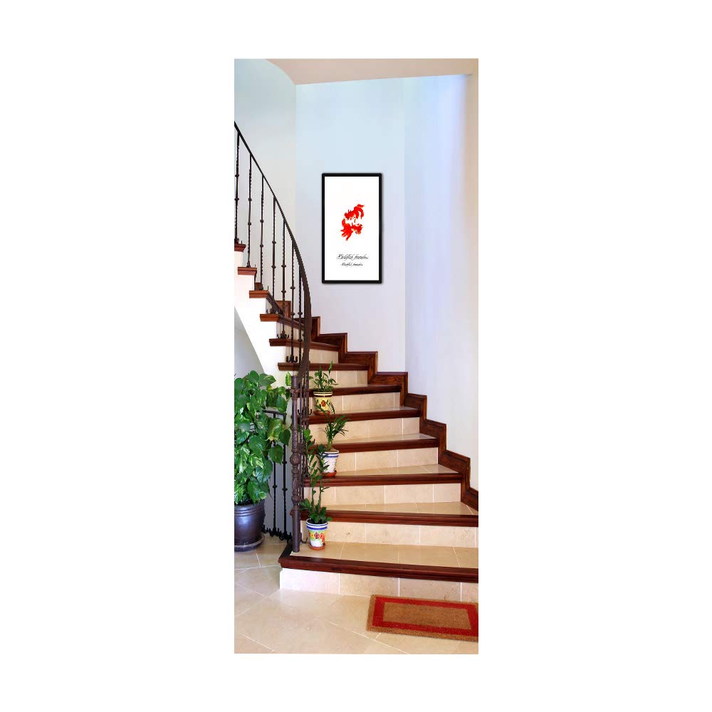 Sticker porte trompe l'oeil 3D decoration murale amovible 93x205 cm motif escaliers