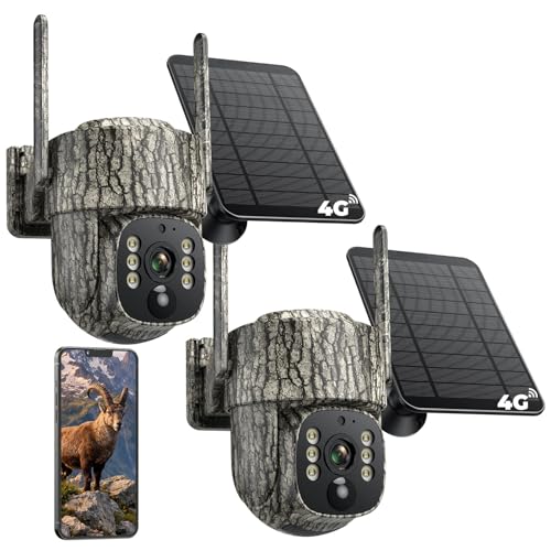 4G LTE Cellular Trail Camera, 360° Live Streaming Solar Game Camera 2.5K SIM Card Included, Auto...