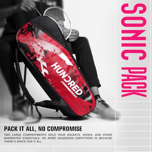 Image of ​Hundred Sonic Pack Kit Bag | Spacious Badminton Racket Bag with Dual Large Compartments for Rackets, Shoes & Gear - Ideal for Sports, Gym & Travel | Unisex Design