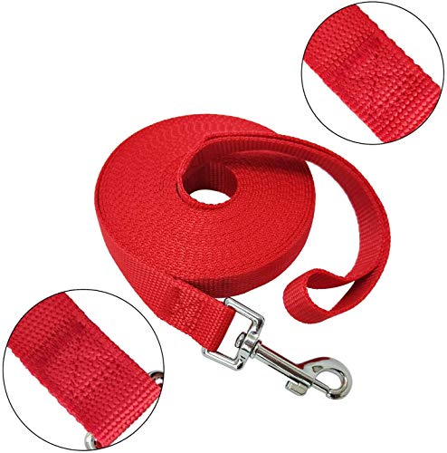 Image of Nylon Dog Training Lead Dog Leash Long Leash 50 Ft Long Leash for Dogs (1 Inch Wide By 50Feet Red Color)