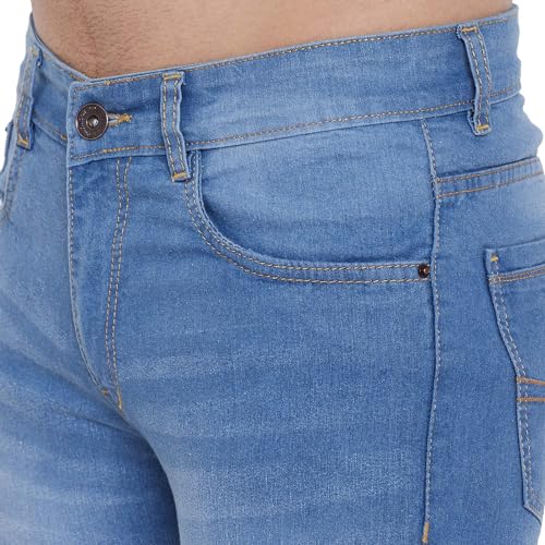 Image of Ben Martin Men's Slim Fit Stretchable 28 Size Light Blue Cotton Denim Jeans Pant for Men, JJ3-14