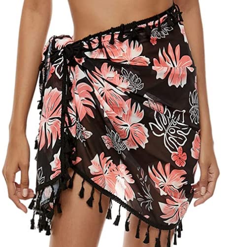 JFAN Vestidos Verano Mujer de Playa Semi-Transparente Ropa de Baño Bañador de Gasa Falda Corta con Borlas