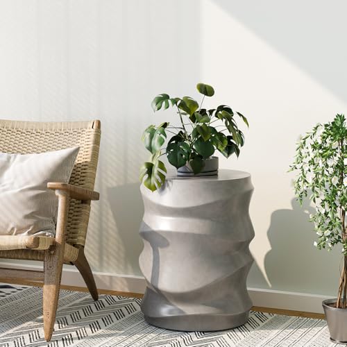 SUNBURY Outdoor Side Table, 18" H Concrete Accent End Table