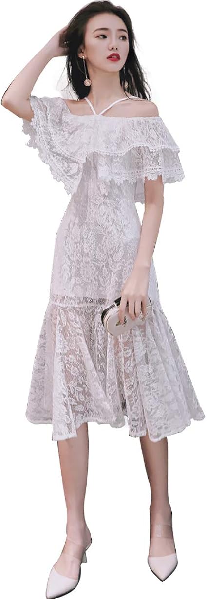 Amazon フォーマル マタニティ ミセス パーティードレス 結婚式 ワンピース ドレス 総レース ミニ レディースファッション 大きいサイズ 二次会 お呼ばれ 服 服装 大人 半袖 Ominefans イブニングドレス 通販