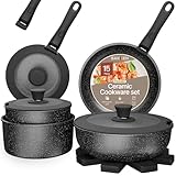 Pots & Pans Set Non Stick Ceramic-Granite – 15-Piece...