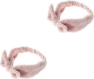 فوميز. شريط راس مخملي بتصميم اذني ارنب، شريط راس لوضع المكياج، شريط راس للنساء، شريط راس مرن لغسل الوجه، شريط راس مرن مزين بجليتر وفيونكات