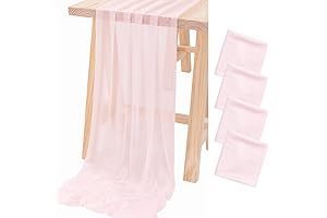 Socomi Petals and Prosecco Bridal Shower Decorations (4pcs Blush Pink Gauze Table Runner Bulk 10ft)