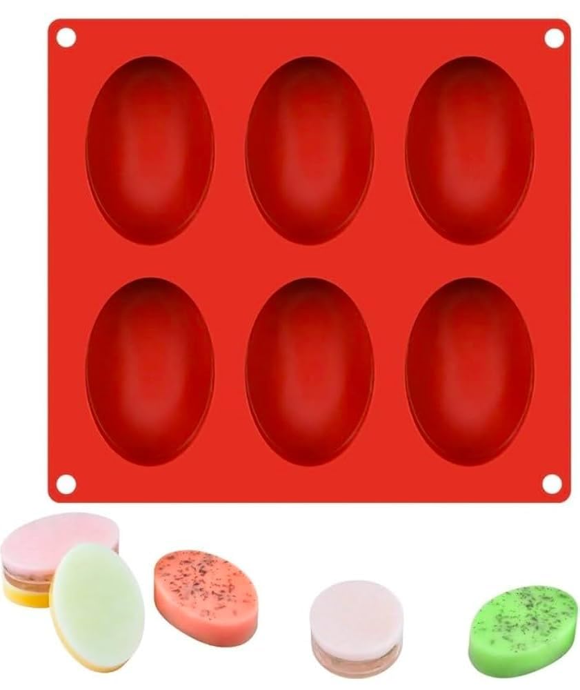 6-Cavity Oval Silicone Soap Mould, Multicolor, DIY Handmade Soap Making Tool,Handmade Soap,Bath Bombs,Lotion Bars (Pack of 1)-image-31