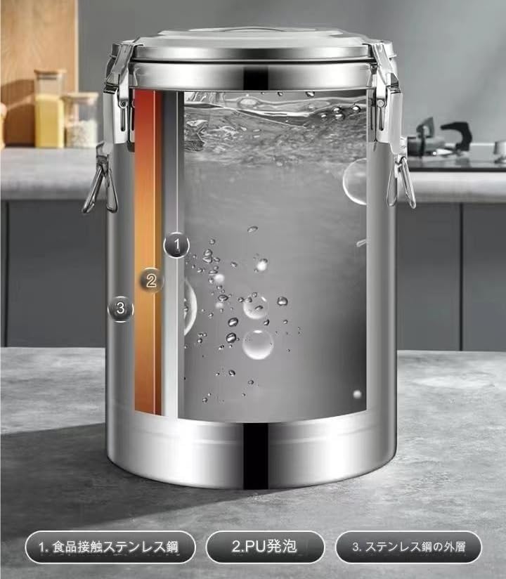 断熱アイスペール 保温バケツ蓋付き 304ステンレス断熱バケツ ステンレス鋼断熱バレル ウォータージャグ 3層の熱ロックと長い保温時