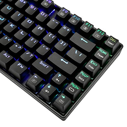 Huo Ji Z-88 Pro Rgb Mechanical Gaming Keyboard, Blue Switch, Led Backlit, Water Resistant, E-Yooso 60% Compact 81 Keys Anti-Ghosting For Mac, Pc, Black #TOP3