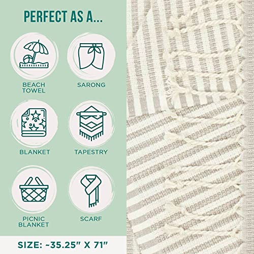 Sand Cloud Turkish Beach Towel - Sand Free - 100% Organic Turkish Cotton Yarn - Quick Dry Towel For Beach, Picnic Blanket Or Throw - As Seen On Shark Tank - Sand Shores Club #TOP2