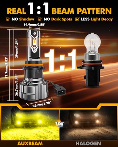 Image of Auxbeam PSX26W 12278 Fog Lights Golden Yellow Offroad Lights 10000LM | 400% brightness, quick installation, all in one design, fanless, quiet, plug and play, 3000k golden yellow