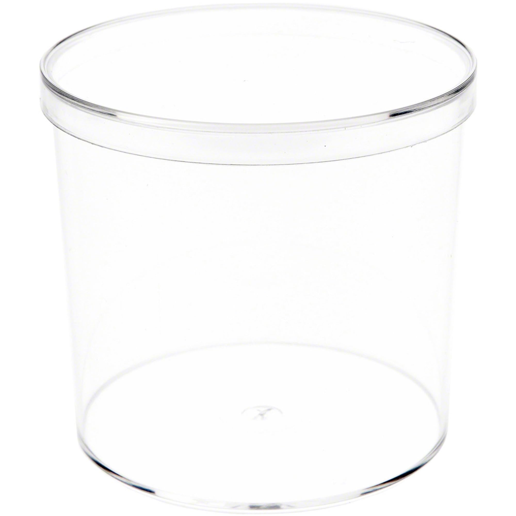 Pioneer Plastics 115C Clear Cylinder Plastic Container, 3.375" W x 3.125" H, Pack of 4