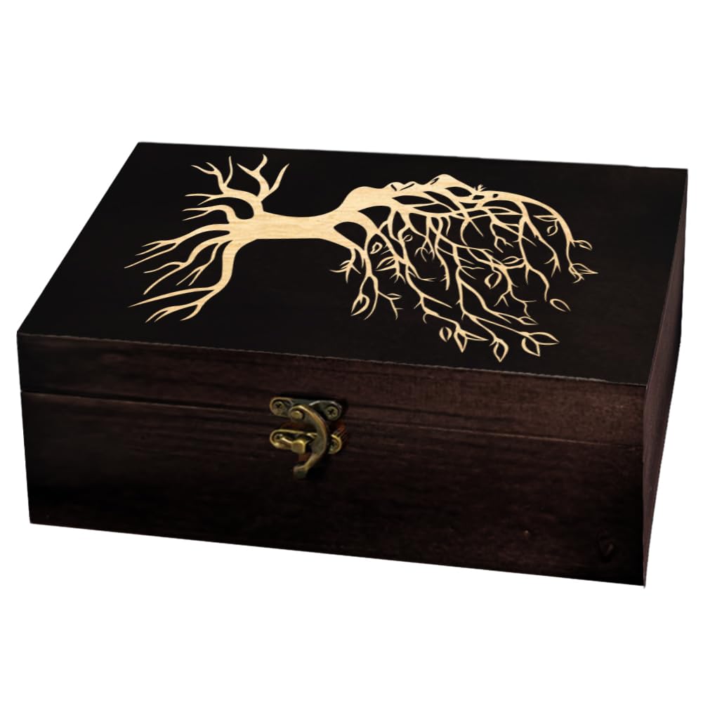 arricraft Face Shaped Tree Rectangle Divination Wood Storage Box with Lid