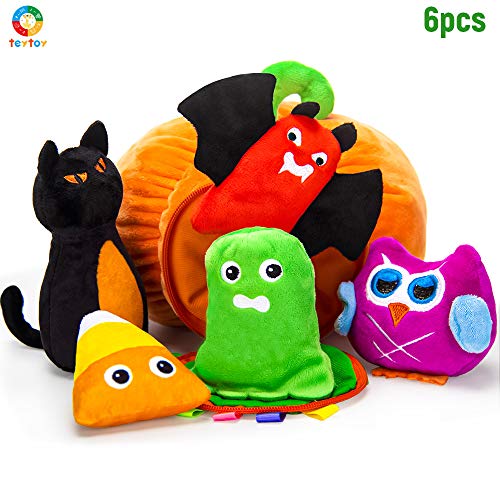 My First Halloween Pumpkin Toys,teytoy Nontoxic Fabric Cloth Activity Crinkle Halloween Playset Halloween Baby Toys Gift, Halloween Party Decoration for Infants Boys and Girls(New Version)