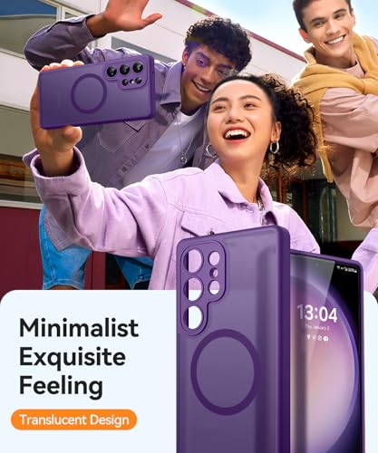 Image of CANSHN Designed for Samsung Galaxy S23 Ultra Case [Full Camera Protection] [Compatible with MagSafe] Translucent Matte Shockproof Protective Phone Cover 6.8 Inch - Deep Purple