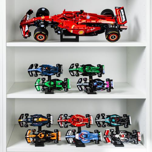 Brickify Speed Champions F1 Display Stands (5-Pack) – Compatible with LEGO Formula 1 Sets 76906 to 76919 – Holds 10 Cars – Vertical Display Risers for Racing Car Collection
