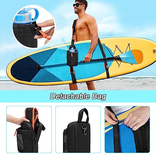 Image of GOBUROS Paddle Board Carrying Strap, Adjustable SUP Kayak Carry Strap with Detachable Storage Bag and Metal Hardware for Paddle boards, Surfboards, Long boards, Canoe and Kayak, Black
