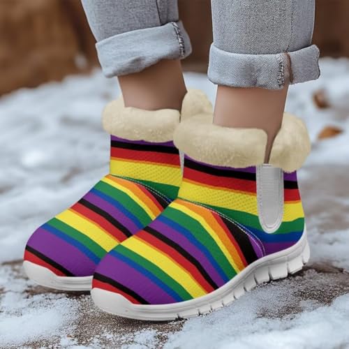 Jeiento Womens Snow Boots for Outdoor Warm Work Ankle Boots Comfortable Slip On Walking Boots Lightweight Low Heel Anti-Slip Boots4