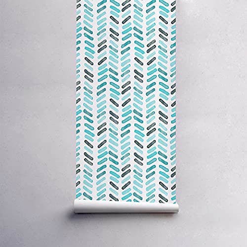 Papier peint meuble herringbone pour masquer les imperfections de mur
