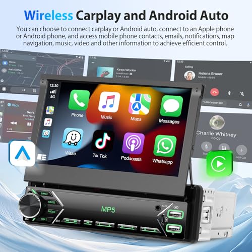 Radio para auto con pantalla táctil IPS retráctil 7" Bluetooth miniatura 2