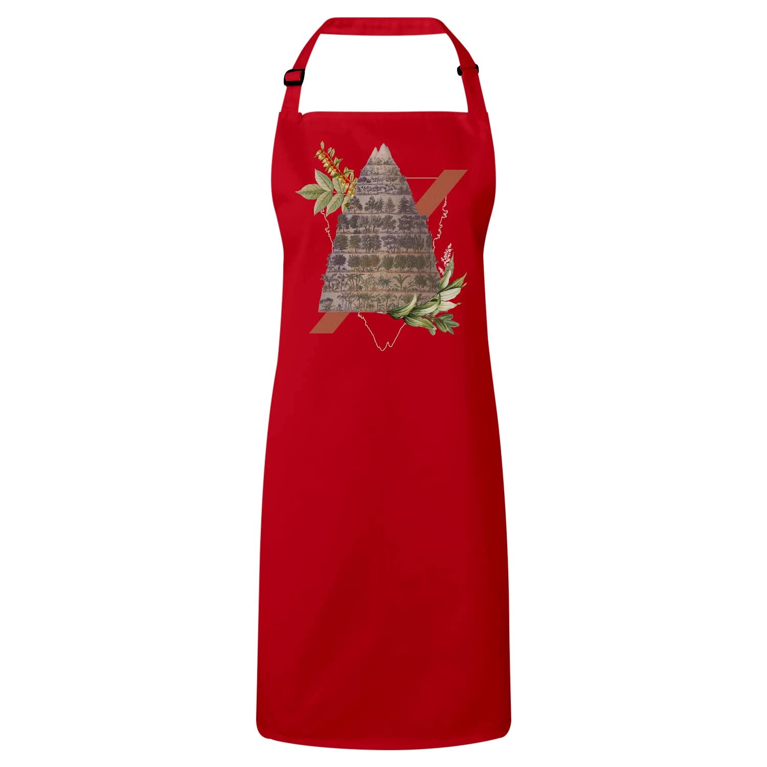 Tablier cuisine rouge illustration botanique ancienne et altitude