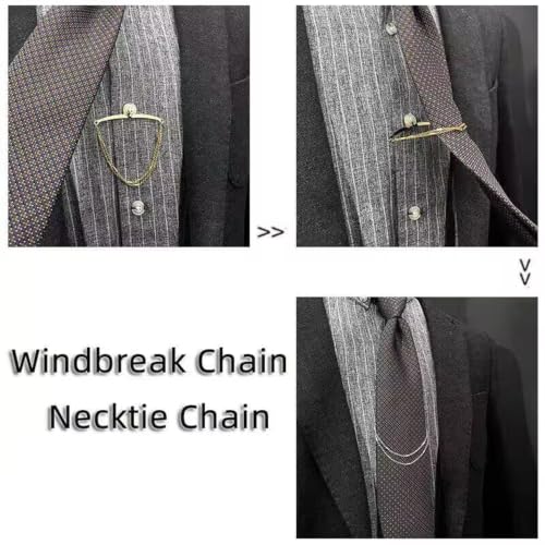 Image of Danny shi Men's Silver Golden Tie Chain Set Gift Boxed Tie clip