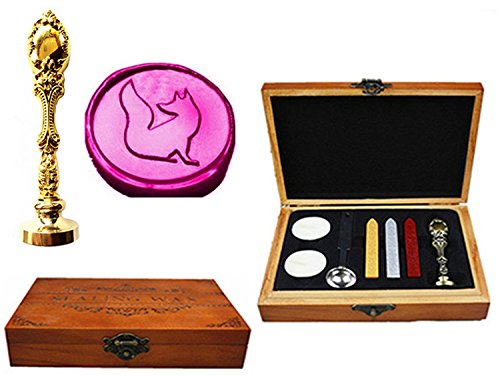 Boîte en bois renard pour ranger vos tampons de cire et préparer vos invitations de mariage