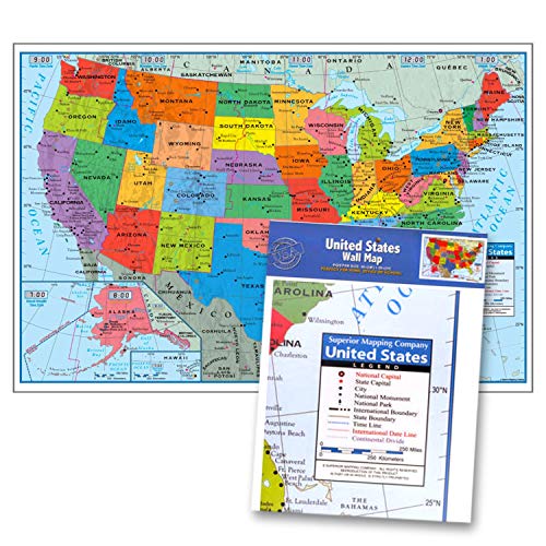 Superior Mapping Company United States of America Poster Size Wall Map 40 x 28 with USA Cities & Star Poster Board Letters Stickers