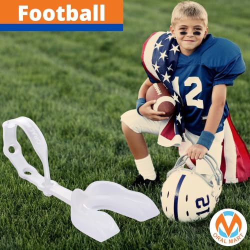 Image of Oral Mart 2024 (Clear /Clear) Strapped Youth Mouth Guard for Kids (The Only 2-Layer Clear Mouth Guard) Comfort Meets Durability - Mouthguard with Connected Strap for Football, Ice Hockey, Lacrosse