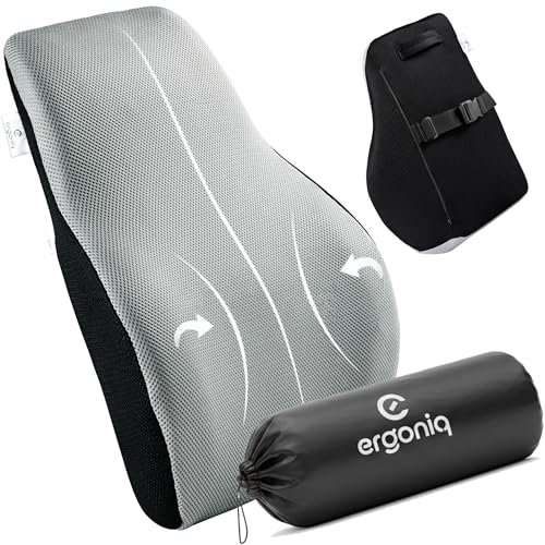 Image of Memory Foam Lumbar Back Support Cushion for Office Chair & Car Seat | Ergonomic Lower Back Pillow for Posture Support & Sitting Comfort | Breathable Cover | 1 Year Warranty (Grey)