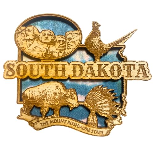Imán decorativo de madera South Dakota Montage