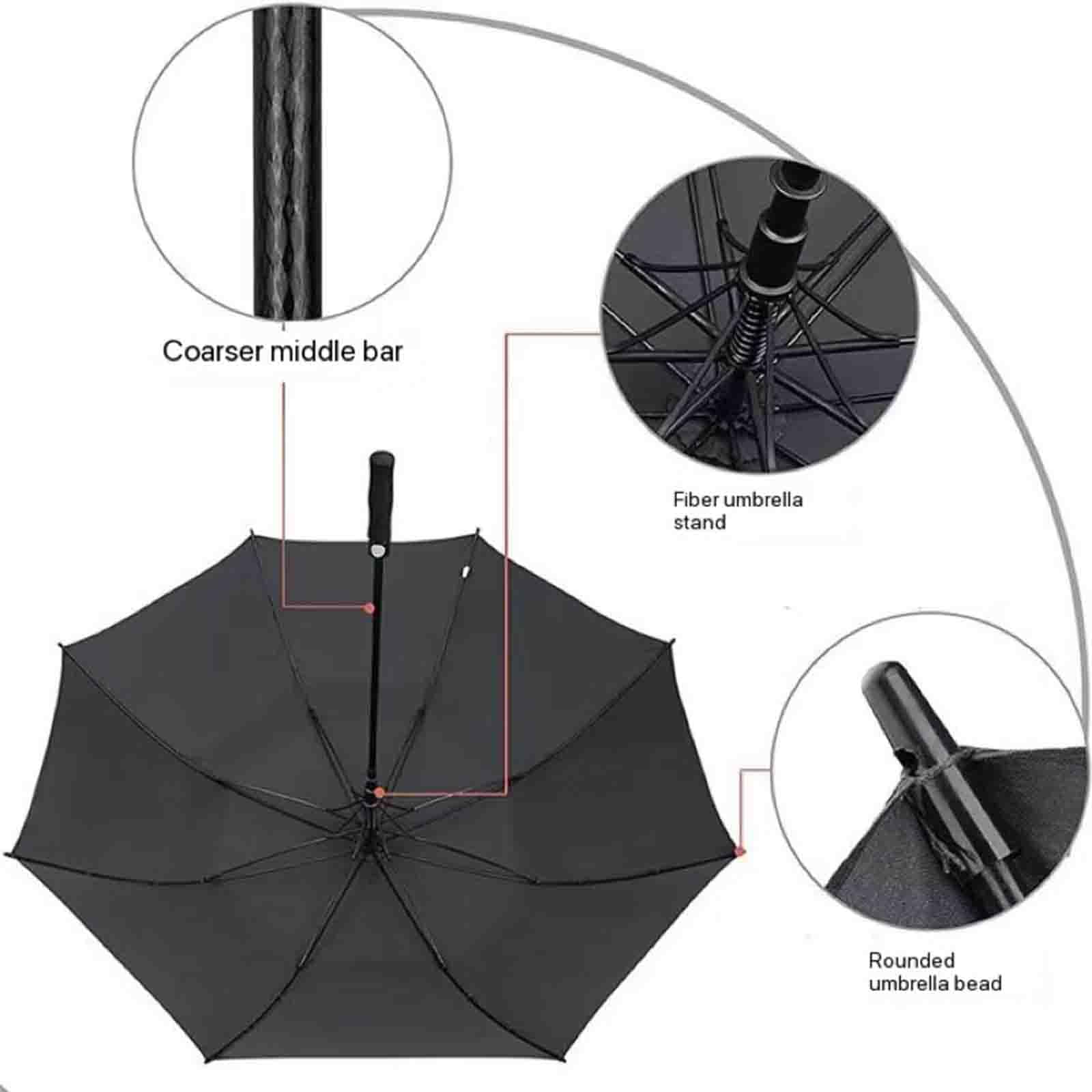 Prosty parasol 59-calowy bardzo duży parasol golfowy, ponadgabarytowy dwuwarstwowy parasol golfowy z pełnego włókna Automatyczny parasol z długim uchwytem Biznes (Blue)