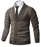 HARRISON83 Mens Slim Fit Basic Button Up Shawl Collar Knit Cardigan Sweater