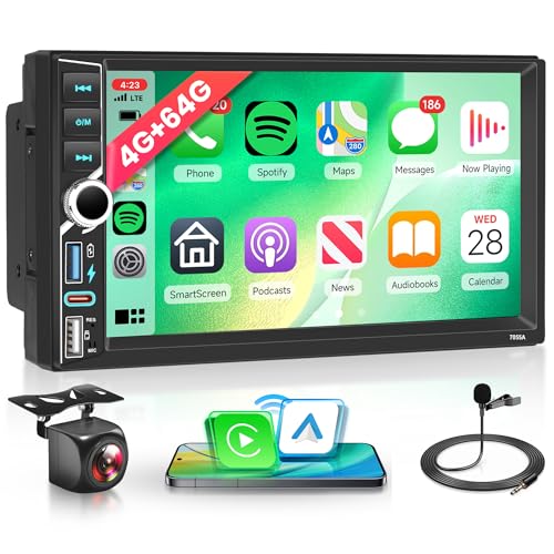 🚘【4G+64G 7 Pollici Touchscreen Autoradio Android 2 Din 】Le dimensioni di installazione di questa autoradio 2 DIN da 7 pollici sono 180 mm * 104 mm * 67 mm. Touchscreen HD 1080P da 7 pollici. 4 GB (RAM) + 64 GB (ROM) di memoria. L'autoradio supporta la funzione schermo diviso, consentendo la visualizzazione simultanea di due pagine. I pulsanti dell'autoradio sono dotati di una retroilluminazione a sette colori. Sono disponibili vari effetti sonori EQ. L'autoradio Android 2 DIN supporta DAB+/OBD2/DVR/USB/AUX (adattatore DAB, adattatore OBD e registratore DVR per auto non inclusi). Supporta interfacce USB e Type-C per la ricarica del telefono cellulare.