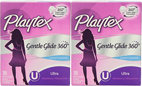 Playtex Gentle Glide Ultra Tampons, Unscented, 18 Count (Pack of 2) - //coolthings.us