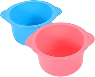 Baluue 2piezas Kit Para Depilación Con Cuencos Silicona De Revestimiento Resistente Altas Temperaturas Para Máquina De Cera Incluye Espátula Colores Rosa y Azul Reutilizable Para Tratamie