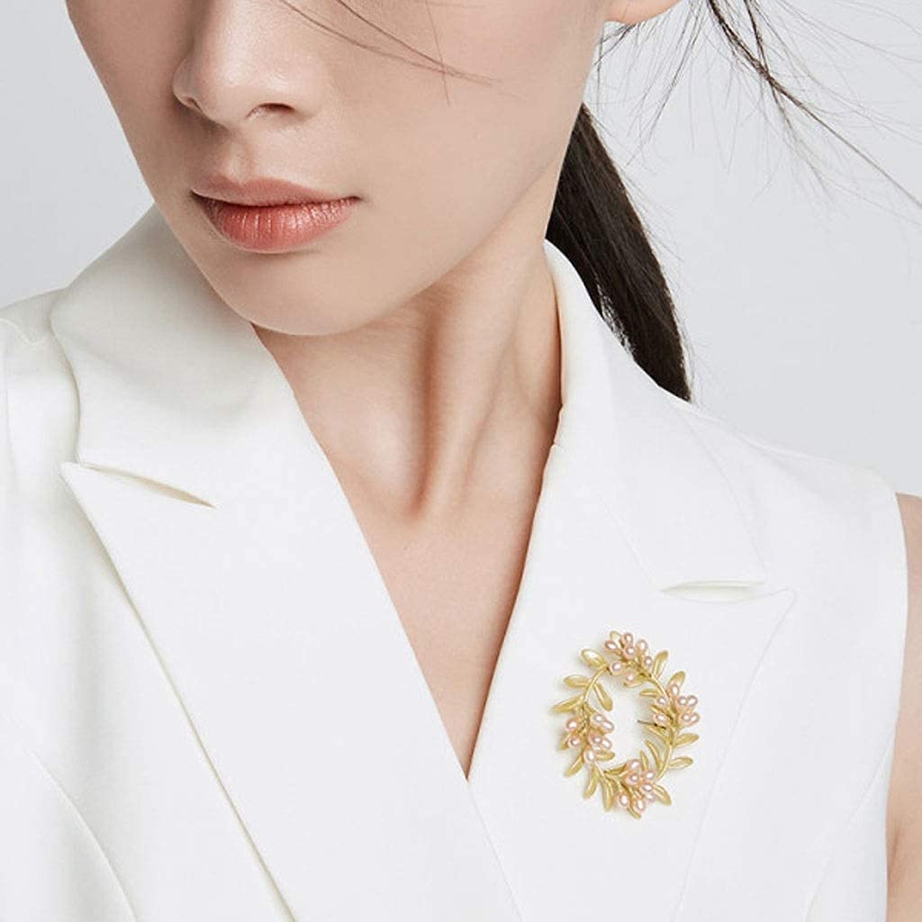 SKUZA Broche for Mujer, broches Broche de Perlas de Agua Dulce Personalidad Ramillete Salvaje Simple Temperamento Femenino Broche de alfiler de Ropa atmosférica de Gama Alta (Rosa)