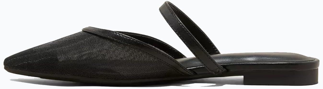 Mesh Mules for Women Comfy Raffia Woven Strap Closed Pointed Toe Mule Flats Casual Slip on Dress Slides Flats - Image 4