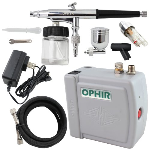 Ophir Grey Mini Air Compressor Dual-action Airbrush Kit Cake Tattoo Makeup Nail Art Hobby