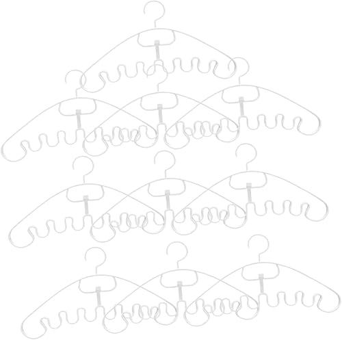 CHILDWEET Jean Hanger - Percha para bufandas, 10 piezas, ondulada, PP, color blanco, antideslizante, estante de secado para rotar, ganchos de