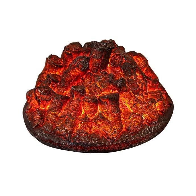 Juego de leña para chimenea de 15.5 pulgadas, inserto de casete eléctrico redondo, troncos de resina realistas, cama LED de brasas moderna, decoración del hogar, chimenea decorativa