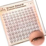 Brown Lash Clusters Natural Eyelash Clusters Wispy Individual Lash Extensions Brown Eyelash Extensions with Clear Bands Short DIY Eyelash Extensions at Home 100Pcs 8mm-16mm - Image 6