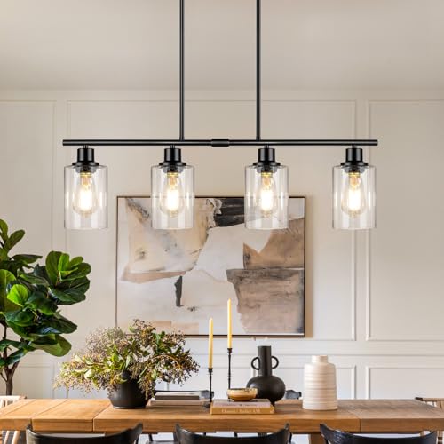 4-Light Matte Black Farmhouse Chandelier
