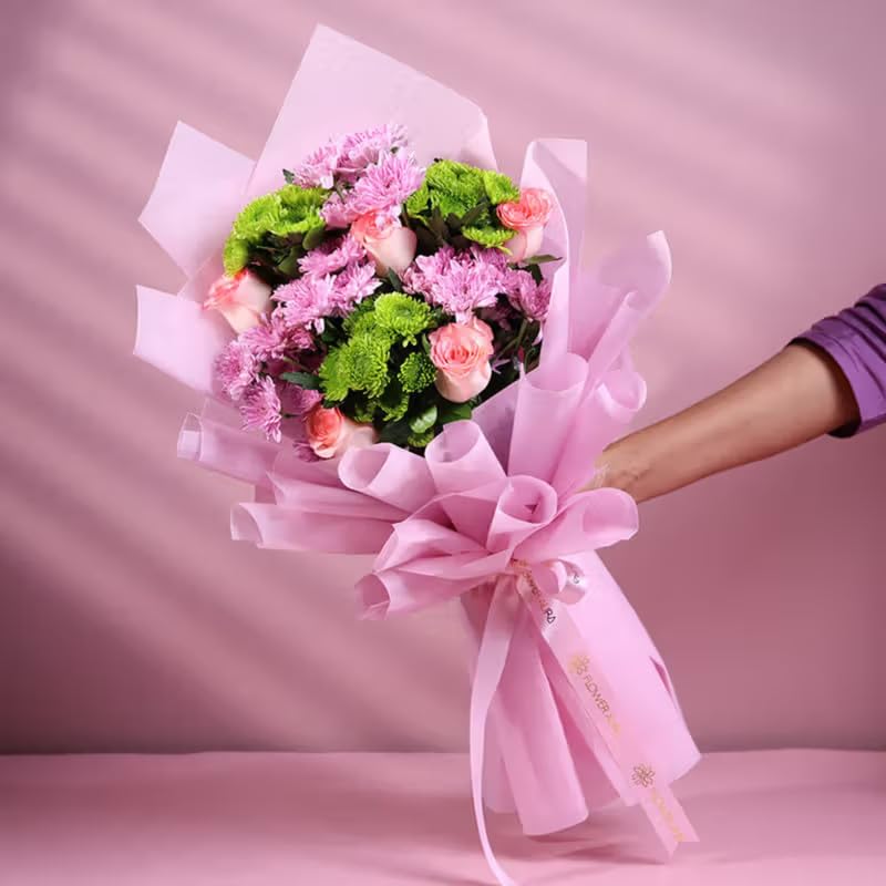 FlowerAura Fresh Live Premium Flower Bouquet of 6 Mix Daisy & 5 Pink Roses For Birthday & Anniversary Gift, Wedding Gift, Mother's Day Gift, Love & Romance Gift, Father's Day Gift (Same Day Delivery)-image-31